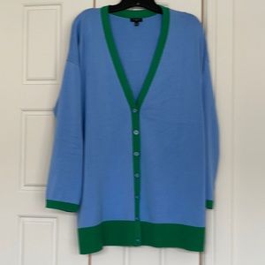 Talbots Girlfriend Tipped Sweater Blue/Green 1X